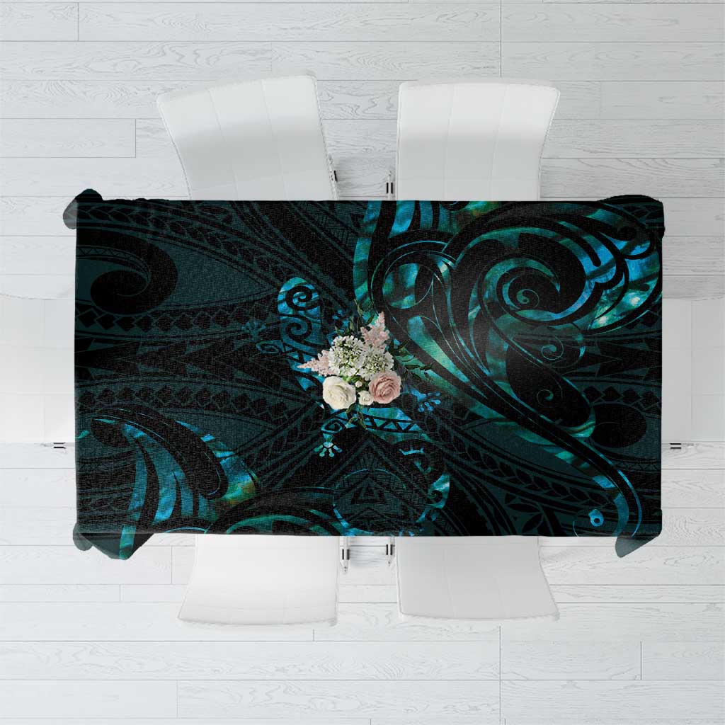 New Zealand Skink Tablecloth Aotearoa Maori Mix Paua Shell LT14 Blue - Polynesian Pride