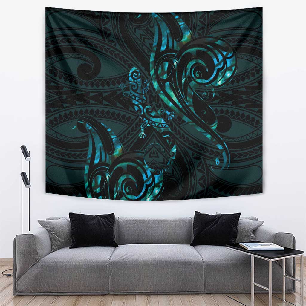 New Zealand Skink Tapestry Aotearoa Maori Mix Paua Shell LT14 Blue - Polynesian Pride
