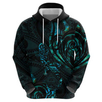 New Zealand Skink Zip Hoodie Aotearoa Maori Mix Paua Shell LT14 - Polynesian Pride