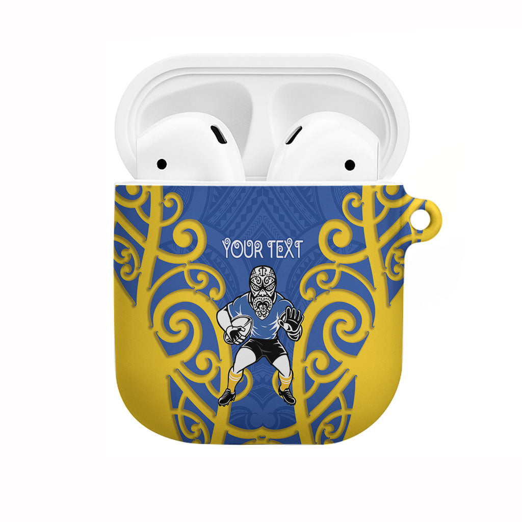 Otago Custom Rugby New Zealand AirPods Case Aotearoa Maori Pukana Tiki Mascot LT14 Blue - Polynesian Pride