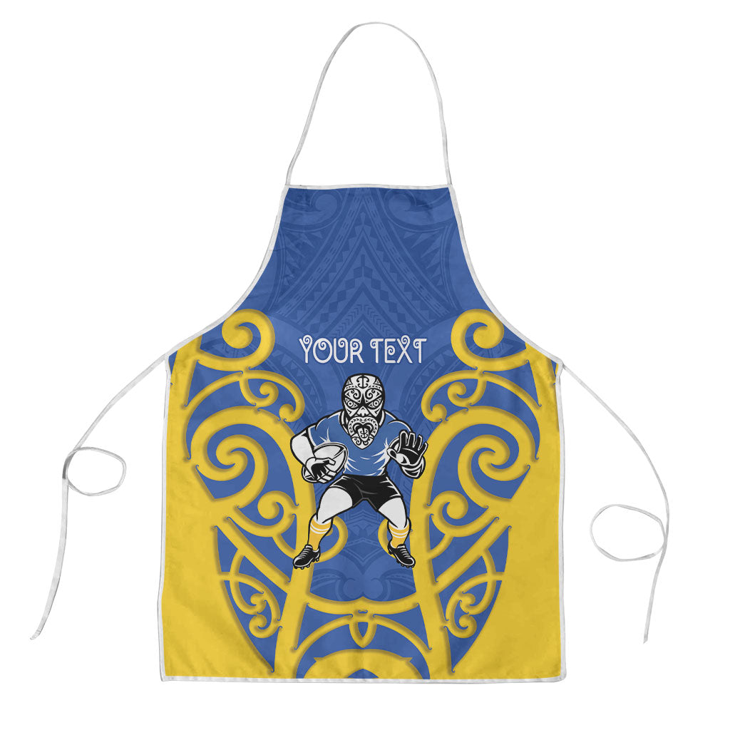 Otago Custom Rugby New Zealand Apron Aotearoa Maori Pukana Tiki Mascot LT14 Blue - Polynesian Pride
