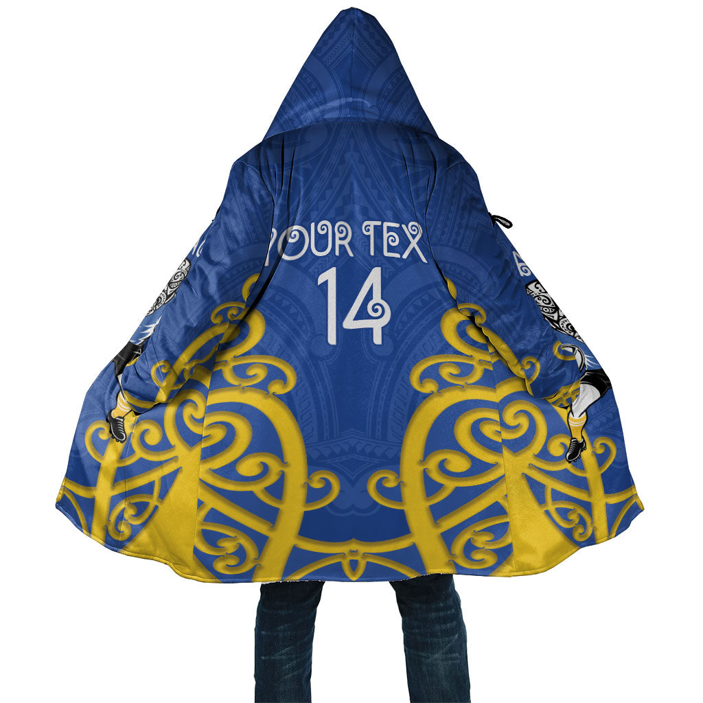 Otago Custom Rugby New Zealand Cloak Aotearoa Maori Pukana Tiki Mascot LT14 Unisex Blue - Polynesian Pride