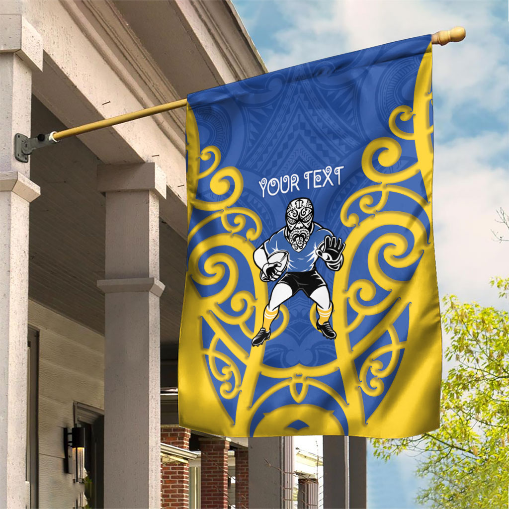 Otago Custom Rugby New Zealand Garden Flag Aotearoa Maori Pukana Tiki Mascot LT14 House Flag Blue - Polynesian Pride