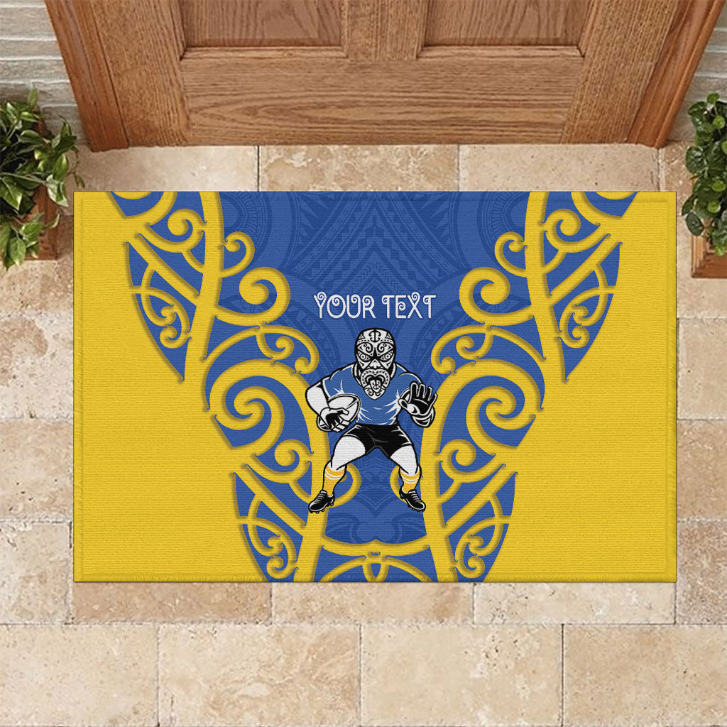 Otago Custom Rugby New Zealand Rubber Doormat Aotearoa Maori Pukana Tiki Mascot