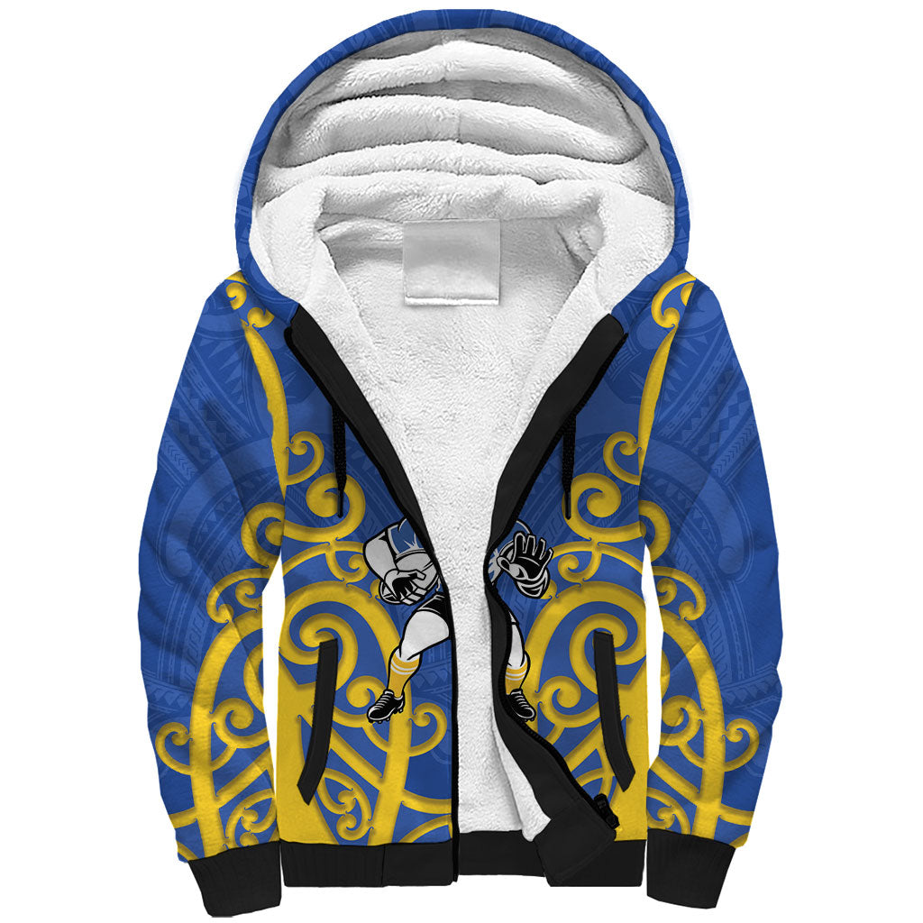 Otago Custom Rugby New Zealand Sherpa Hoodie Aotearoa Maori Pukana Tiki Mascot