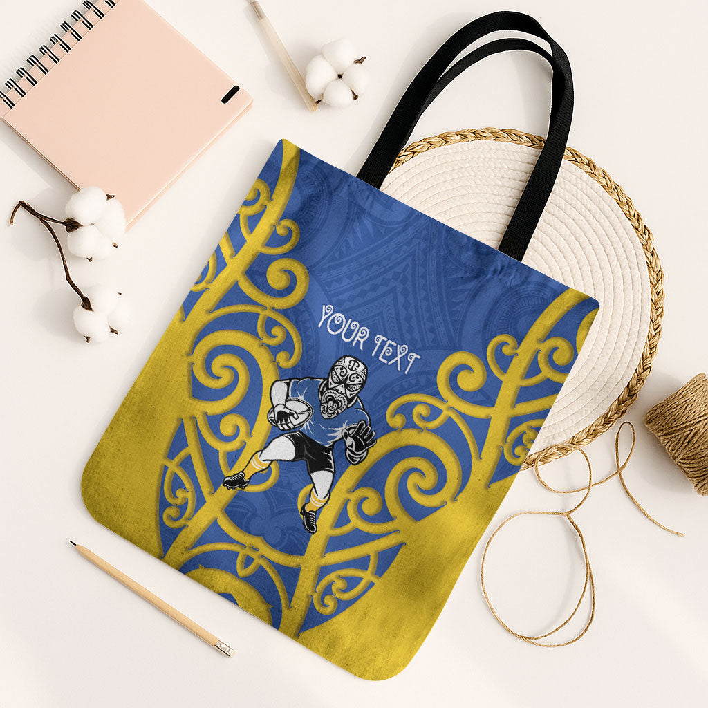 Otago Custom Rugby New Zealand Tote Bag Aotearoa Maori Pukana Tiki Mascot LT14 Black Strap One Size Blue - Polynesian Pride