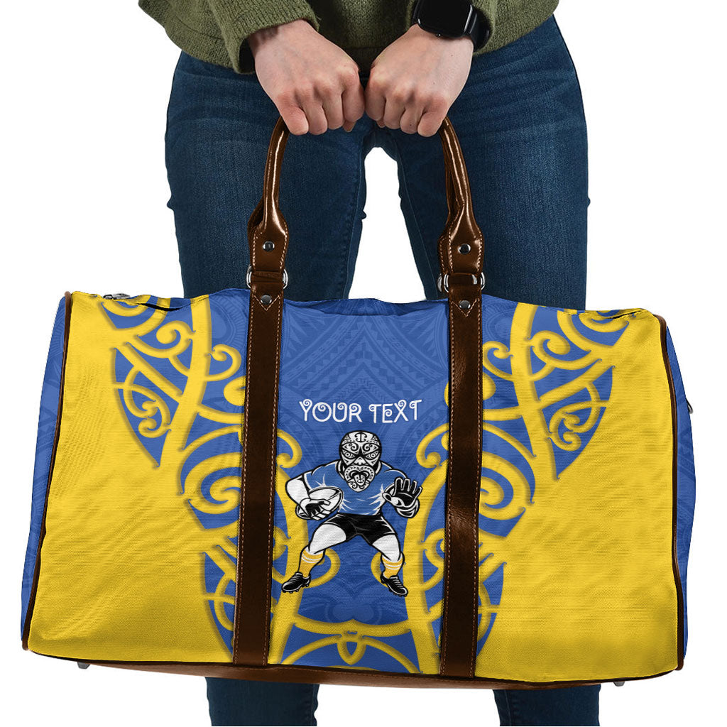 Otago Custom Rugby New Zealand Travel Bag Aotearoa Maori Pukana Tiki Mascot LT14 Blue - Polynesian Pride