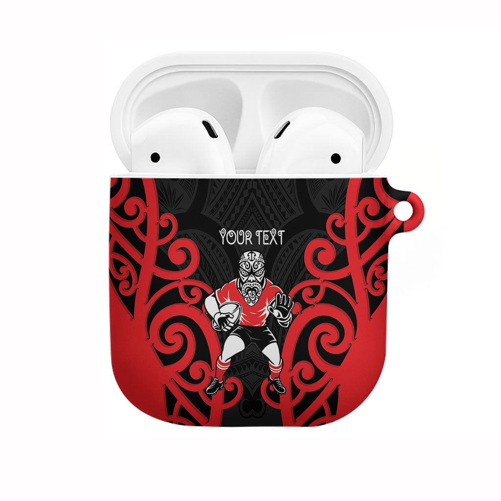 Counties Manukau Custom Rugby New Zealand AirPods Case Aotearoa Maori Pukana Tiki Mascot LT14 Red - Polynesian Pride