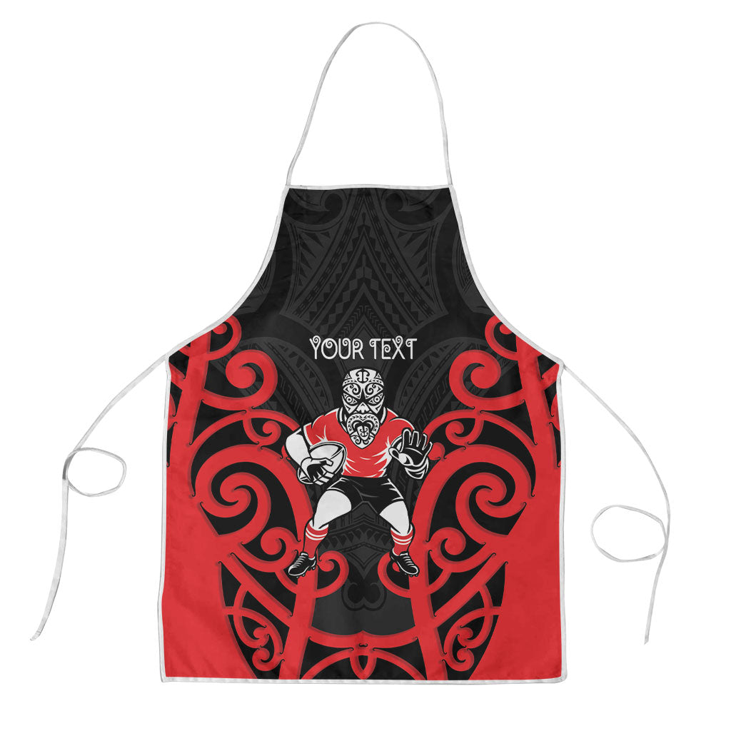 Counties Manukau Custom Rugby New Zealand Apron Aotearoa Maori Pukana Tiki Mascot LT14 Red - Polynesian Pride