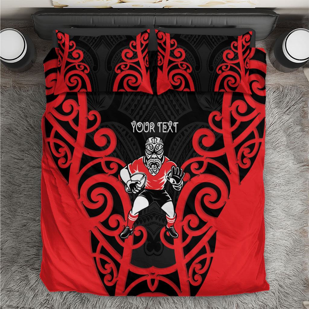 Counties Manukau Custom Rugby New Zealand Bedding Set Aotearoa Maori Pukana Tiki Mascot