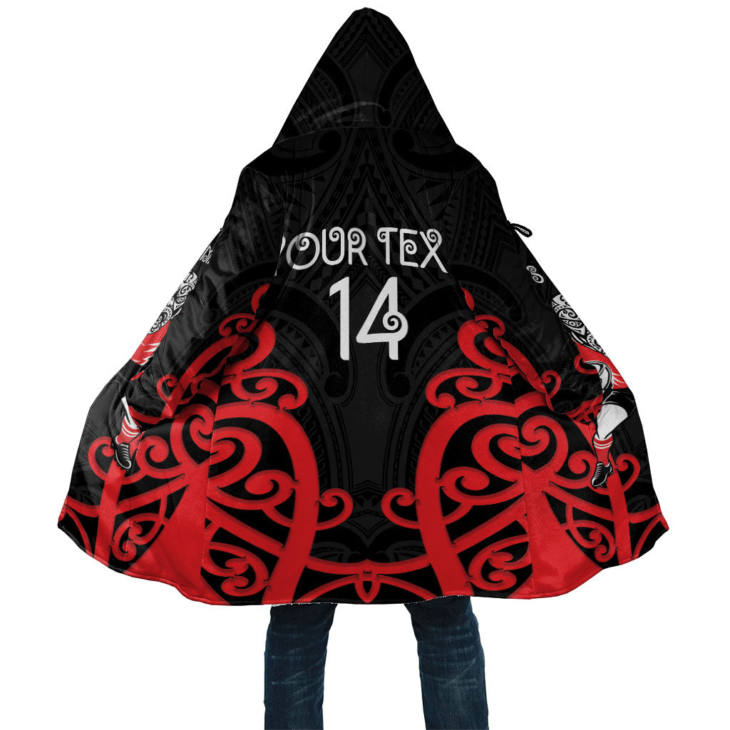 Counties Manukau Custom Rugby New Zealand Cloak Aotearoa Maori Pukana Tiki Mascot LT14 Unisex Red - Polynesian Pride