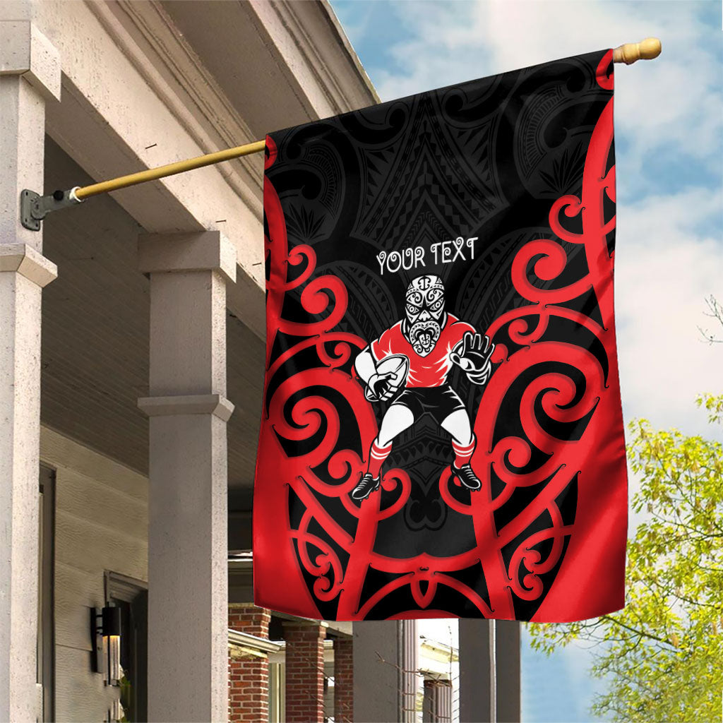 Counties Manukau Custom Rugby New Zealand Garden Flag Aotearoa Maori Pukana Tiki Mascot LT14 House Flag Red - Polynesian Pride