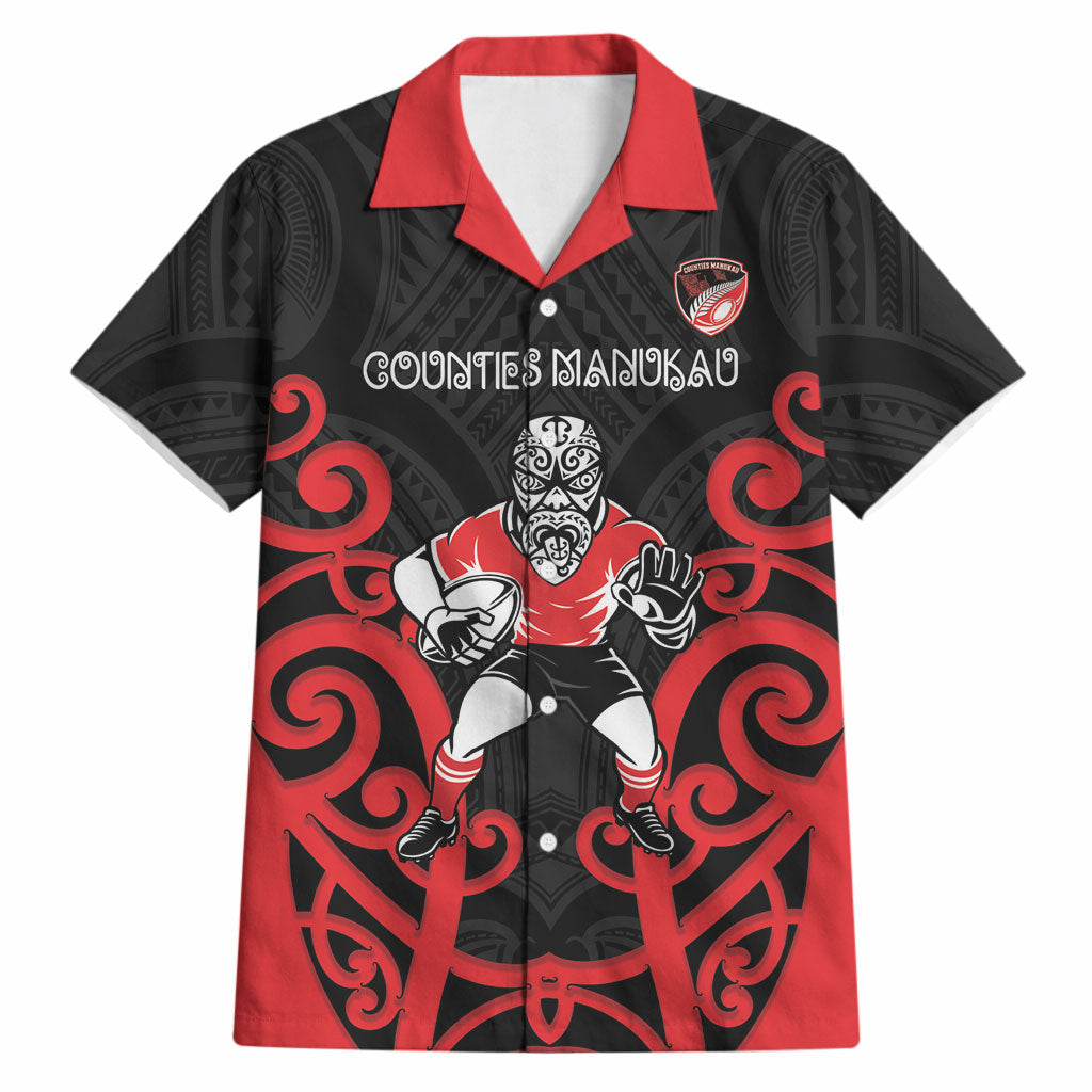 Counties Manukau Custom Rugby New Zealand Hawaiian Shirt Aotearoa Maori Pukana Tiki Mascot