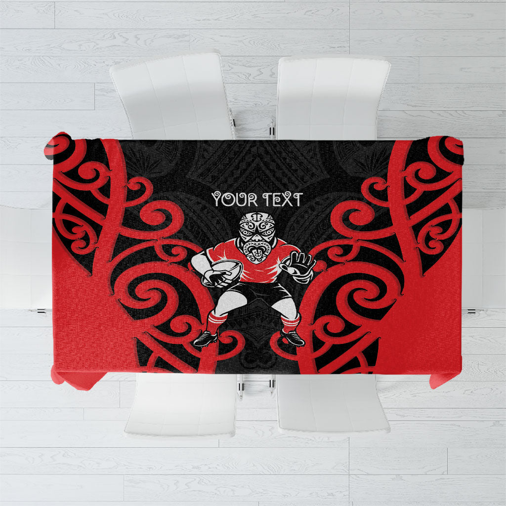 Counties Manukau Custom Rugby New Zealand Tablecloth Aotearoa Maori Pukana Tiki Mascot LT14 Red - Polynesian Pride