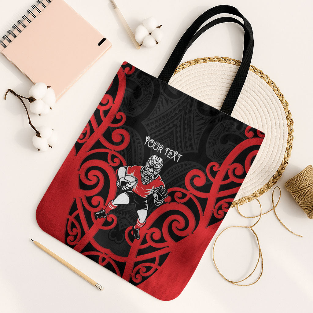 Counties Manukau Custom Rugby New Zealand Tote Bag Aotearoa Maori Pukana Tiki Mascot LT14 Black Strap One Size Red - Polynesian Pride