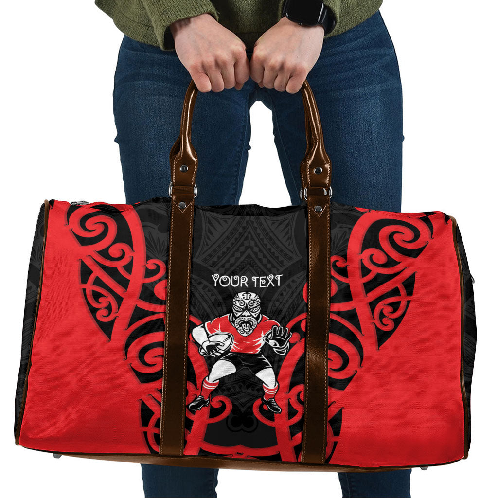Counties Manukau Custom Rugby New Zealand Travel Bag Aotearoa Maori Pukana Tiki Mascot LT14 Red - Polynesian Pride