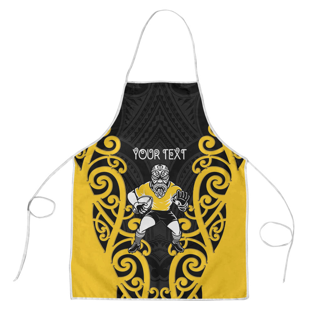 Wellington Custom Rugby New Zealand Apron Aotearoa Maori Pukana Tiki Mascot LT14 Yellow - Polynesian Pride