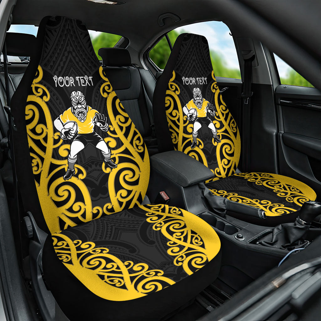 Wellington Custom Rugby New Zealand Car Seat Cover Aotearoa Maori Pukana Tiki Mascot