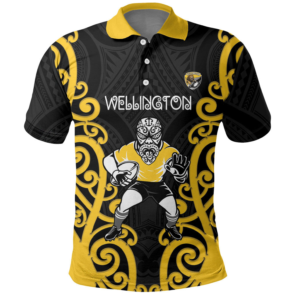 Wellington Custom Rugby New Zealand Polo Shirt Aotearoa Maori Pukana Tiki Mascot