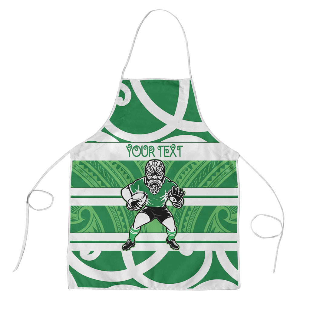 Manawatu Custom Rugby New Zealand Apron Aotearoa Maori Pukana Tiki Mascot LT14 Green - Polynesian Pride
