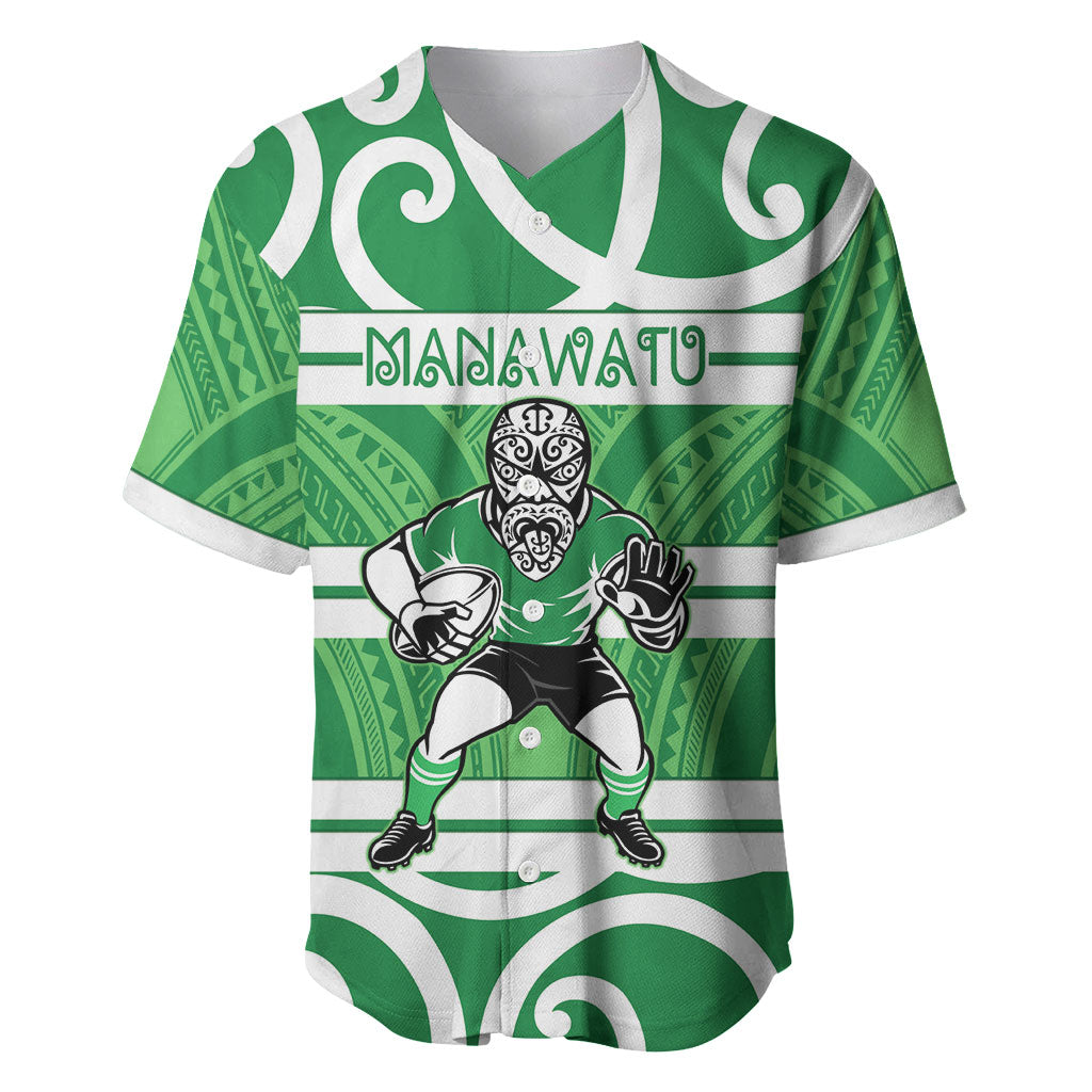 Manawatu Custom Rugby New Zealand Baseball Jersey Aotearoa Maori Pukana Tiki Mascot