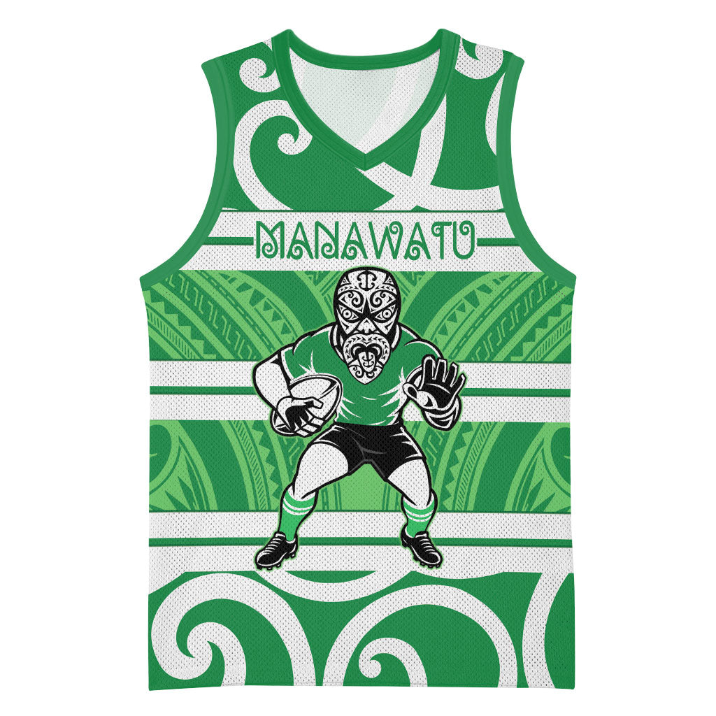 Manawatu Custom Rugby New Zealand Basketball Jersey Aotearoa Maori Pukana Tiki Mascot