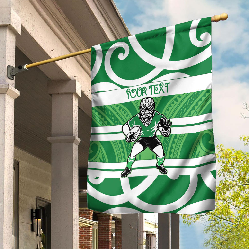 Manawatu Custom Rugby New Zealand Garden Flag Aotearoa Maori Pukana Tiki Mascot LT14 House Flag Green - Polynesian Pride