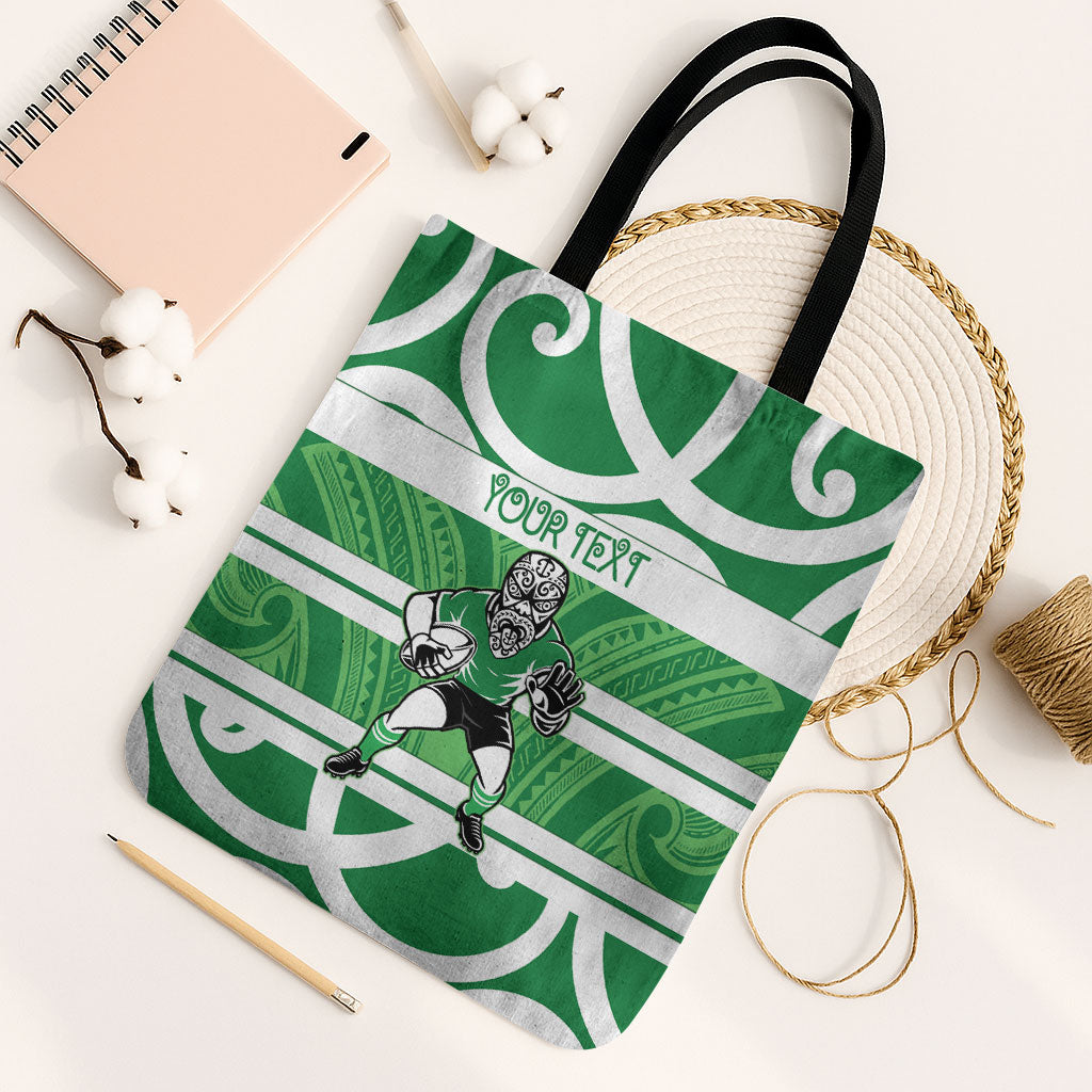 Manawatu Custom Rugby New Zealand Tote Bag Aotearoa Maori Pukana Tiki Mascot LT14 Black Strap One Size Green - Polynesian Pride