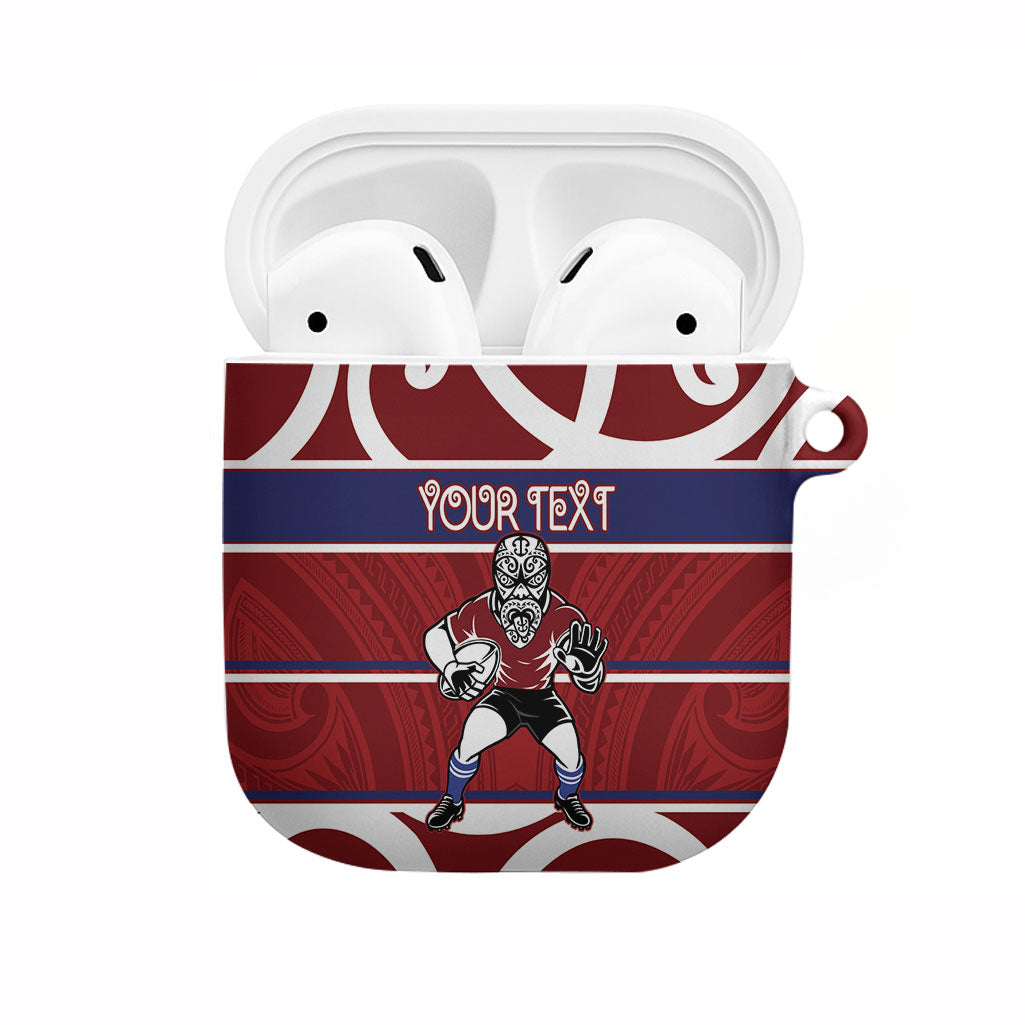 Southland Custom Rugby New Zealand AirPods Case Aotearoa Maori Pukana Tiki Mascot LT14 Maroon - Polynesian Pride