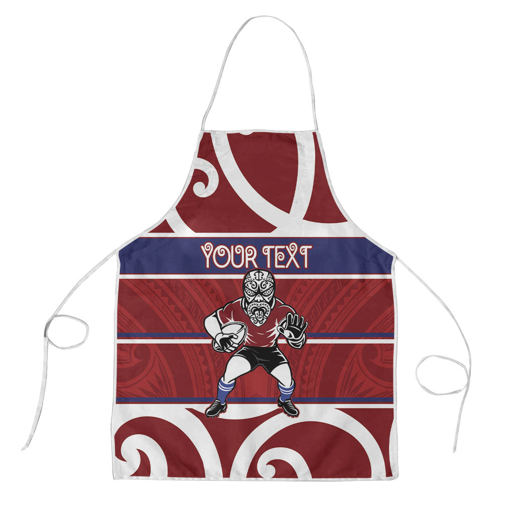 Southland Custom Rugby New Zealand Apron Aotearoa Maori Pukana Tiki Mascot LT14 Maroon - Polynesian Pride