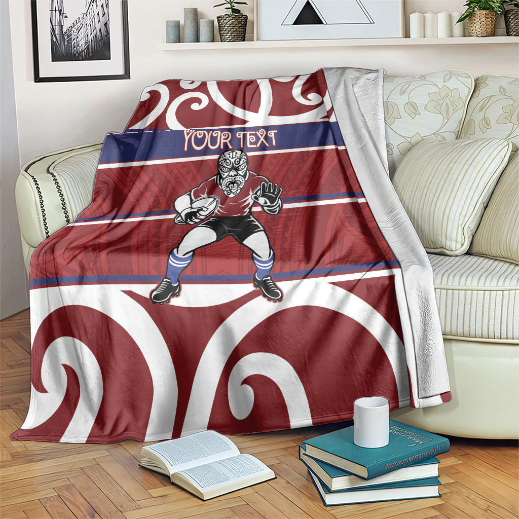 Southland Custom Rugby New Zealand Blanket Aotearoa Maori Pukana Tiki Mascot LT14 Maroon - Polynesian Pride