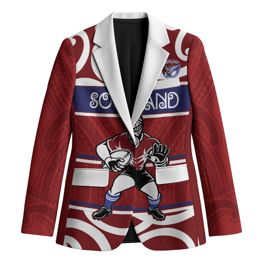 Southland Custom Rugby New Zealand Blazer Aotearoa Maori Pukana Tiki Mascot LT14 Unisex Maroon - Polynesian Pride