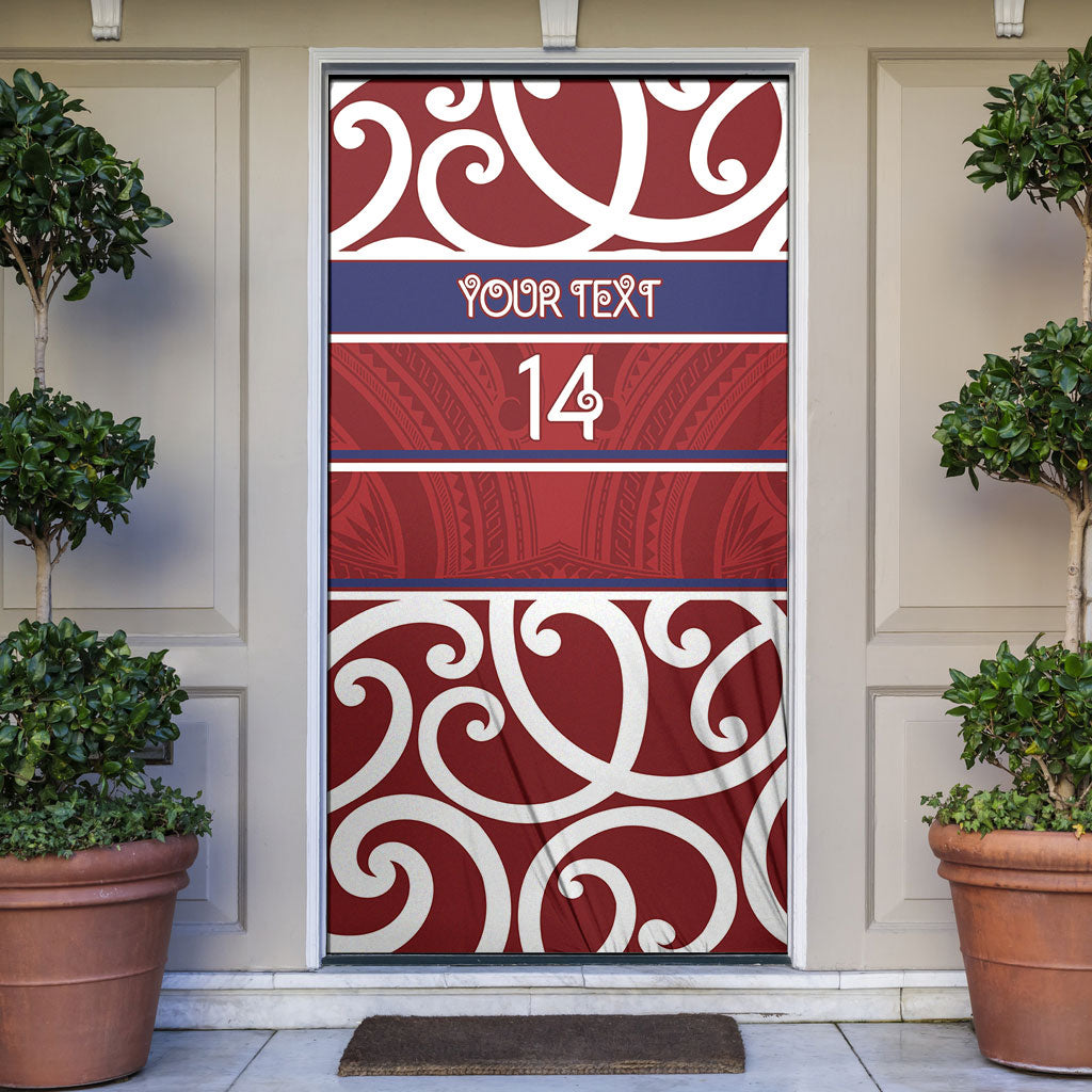 Southland Custom Rugby New Zealand Door Cover Aotearoa Maori Pukana Tiki Mascot