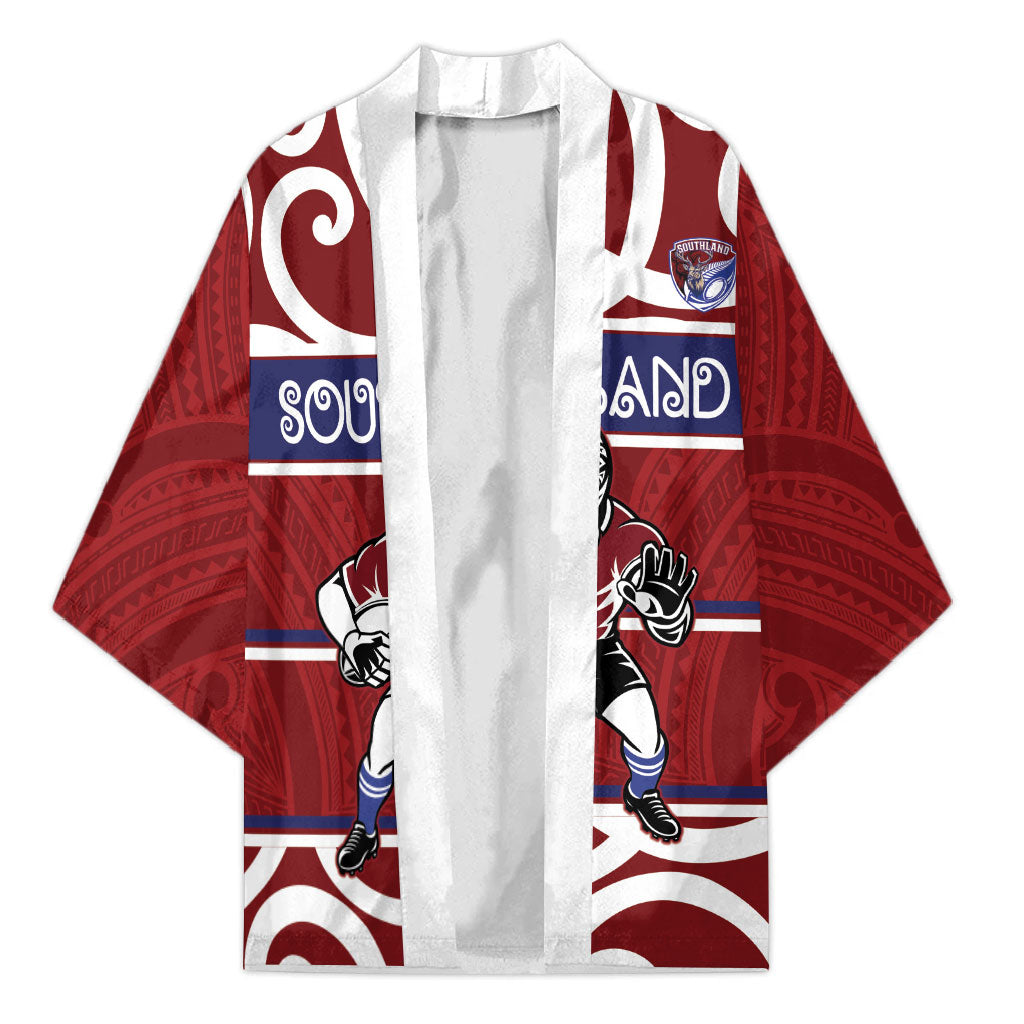 Southland Custom Rugby New Zealand Kimono Aotearoa Maori Pukana Tiki Mascot LT14 Unisex Maroon - Polynesian Pride