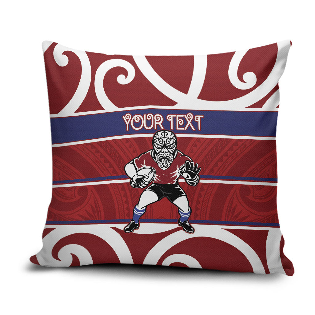 Southland Custom Rugby New Zealand Pillow Cover Aotearoa Maori Pukana Tiki Mascot LT14 Maroon - Polynesian Pride