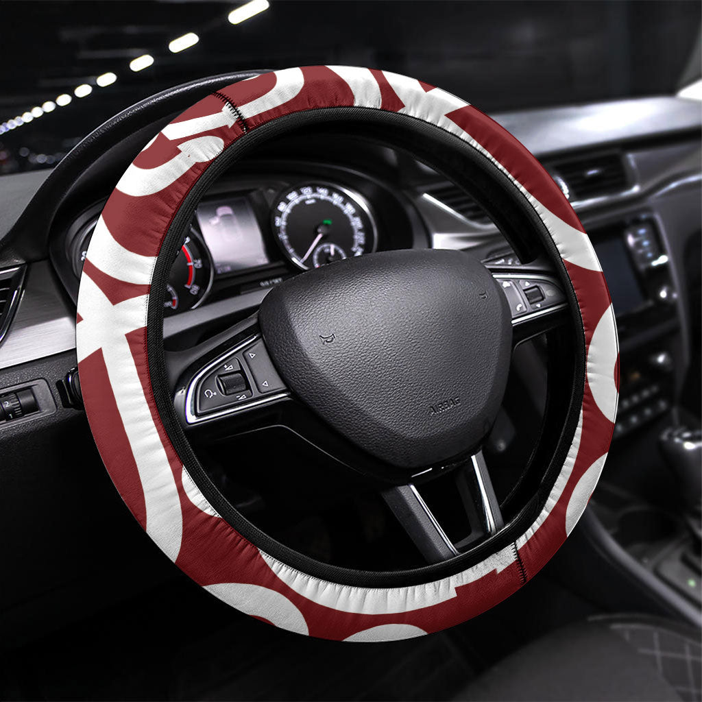 Southland Rugby New Zealand Steering Wheel Cover Aotearoa Maori Pukana Tiki Mascot LT14 Universal Fit Maroon - Polynesian Pride