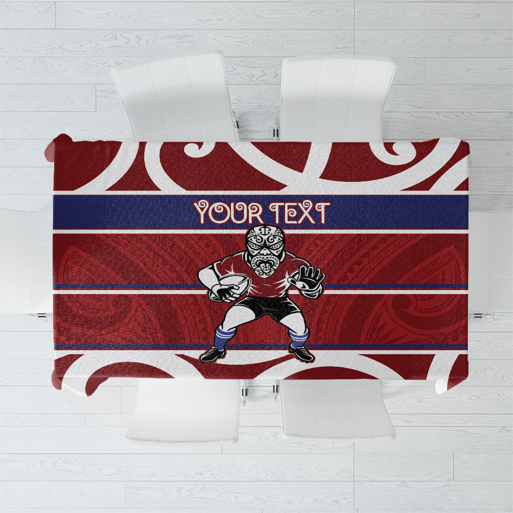 Southland Custom Rugby New Zealand Tablecloth Aotearoa Maori Pukana Tiki Mascot LT14 Maroon - Polynesian Pride