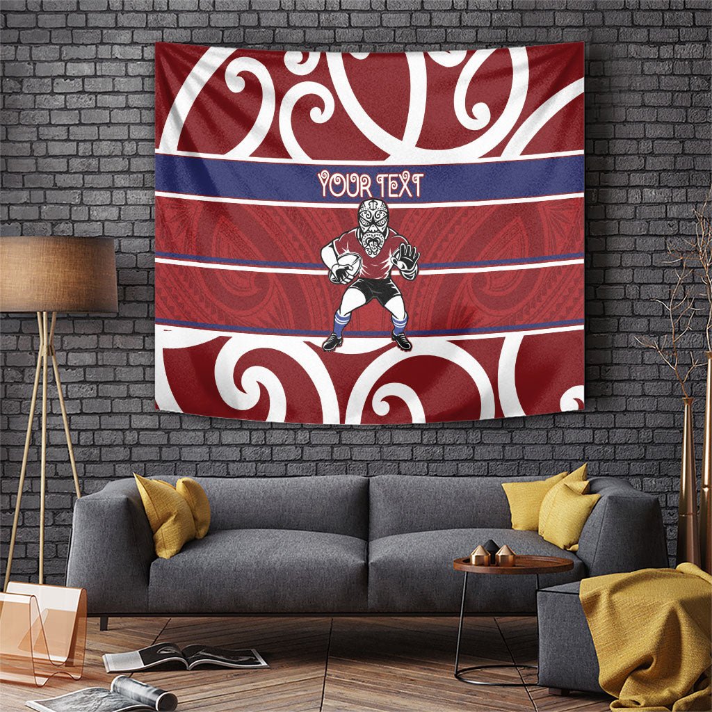 Southland Custom Rugby New Zealand Tapestry Aotearoa Maori Pukana Tiki Mascot LT14 Maroon - Polynesian Pride