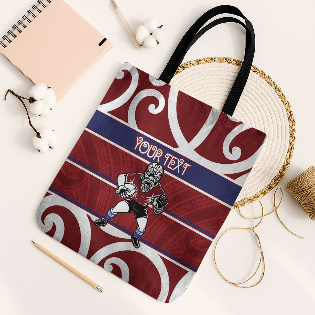 Southland Custom Rugby New Zealand Tote Bag Aotearoa Maori Pukana Tiki Mascot LT14 Black Strap One Size Maroon - Polynesian Pride
