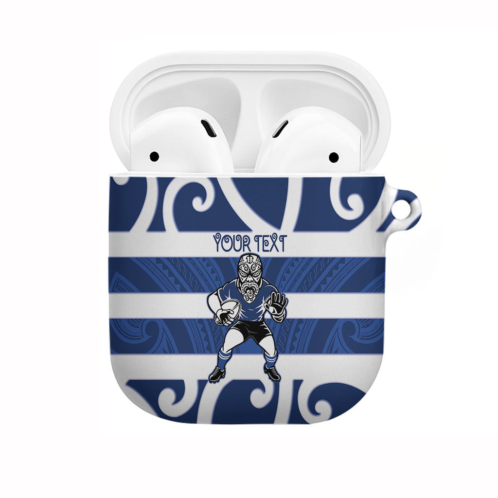 Auckland Custom Rugby New Zealand AirPods Case Aotearoa Maori Pukana Tiki Mascot LT14 Blue - Polynesian Pride