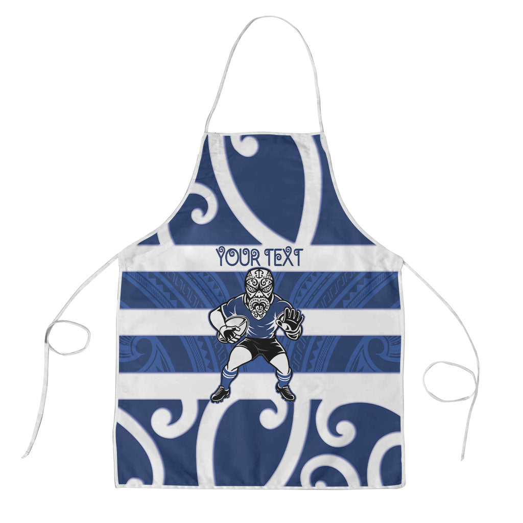 Auckland Custom Rugby New Zealand Apron Aotearoa Maori Pukana Tiki Mascot LT14 Blue - Polynesian Pride