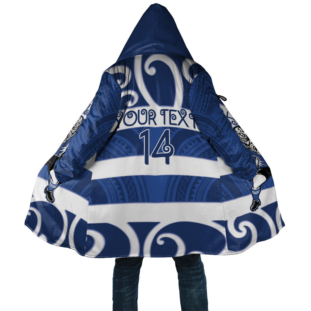 Auckland Custom Rugby New Zealand Cloak Aotearoa Maori Pukana Tiki Mascot LT14 Unisex Blue - Polynesian Pride