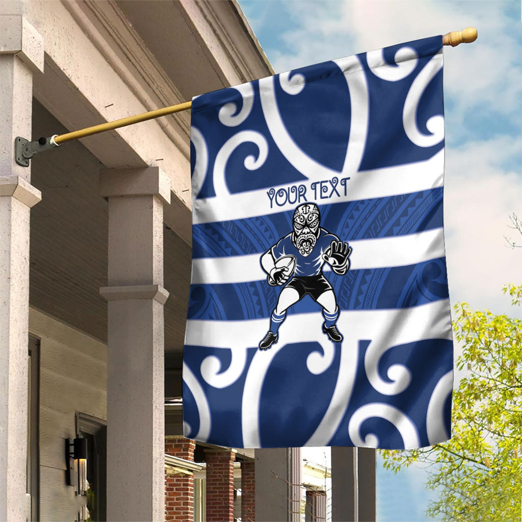 Auckland Custom Rugby New Zealand Garden Flag Aotearoa Maori Pukana Tiki Mascot LT14 House Flag Blue - Polynesian Pride