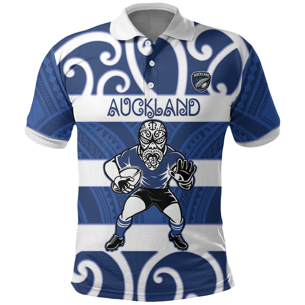 Auckland Custom Rugby New Zealand Polo Shirt Aotearoa Maori Pukana Tiki Mascot