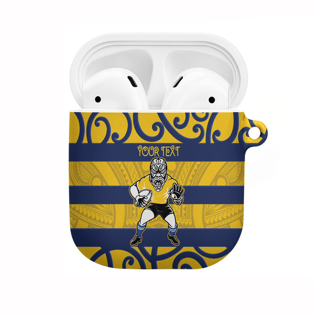 Bay of Plenty Custom Rugby New Zealand AirPods Case Aotearoa Maori Pukana Tiki Mascot LT14 Yellow - Polynesian Pride
