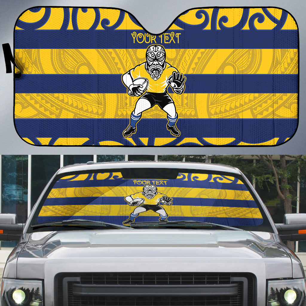 Bay of Plenty Custom Rugby New Zealand Auto Sun Shade Aotearoa Maori Pukana Tiki Mascot