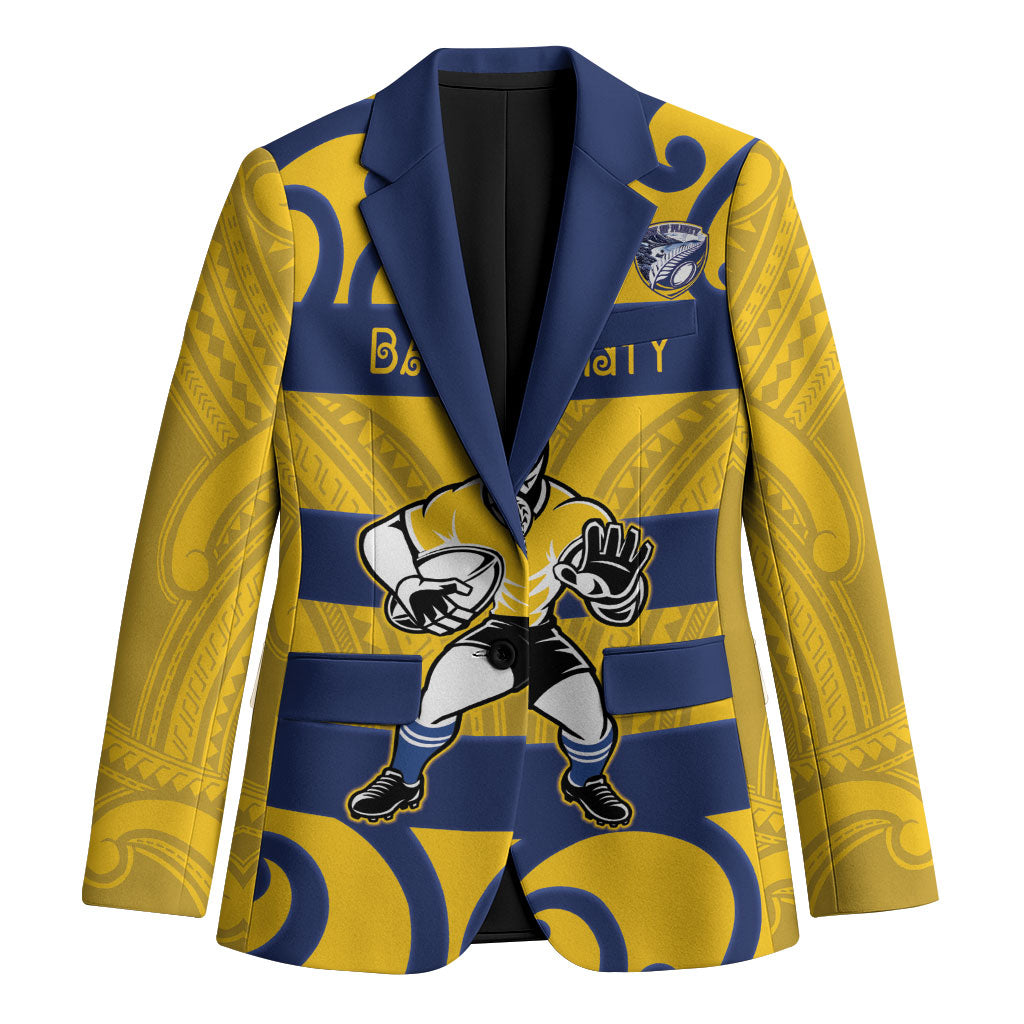 Bay of Plenty Custom Rugby New Zealand Blazer Aotearoa Maori Pukana Tiki Mascot LT14 Unisex Yellow - Polynesian Pride