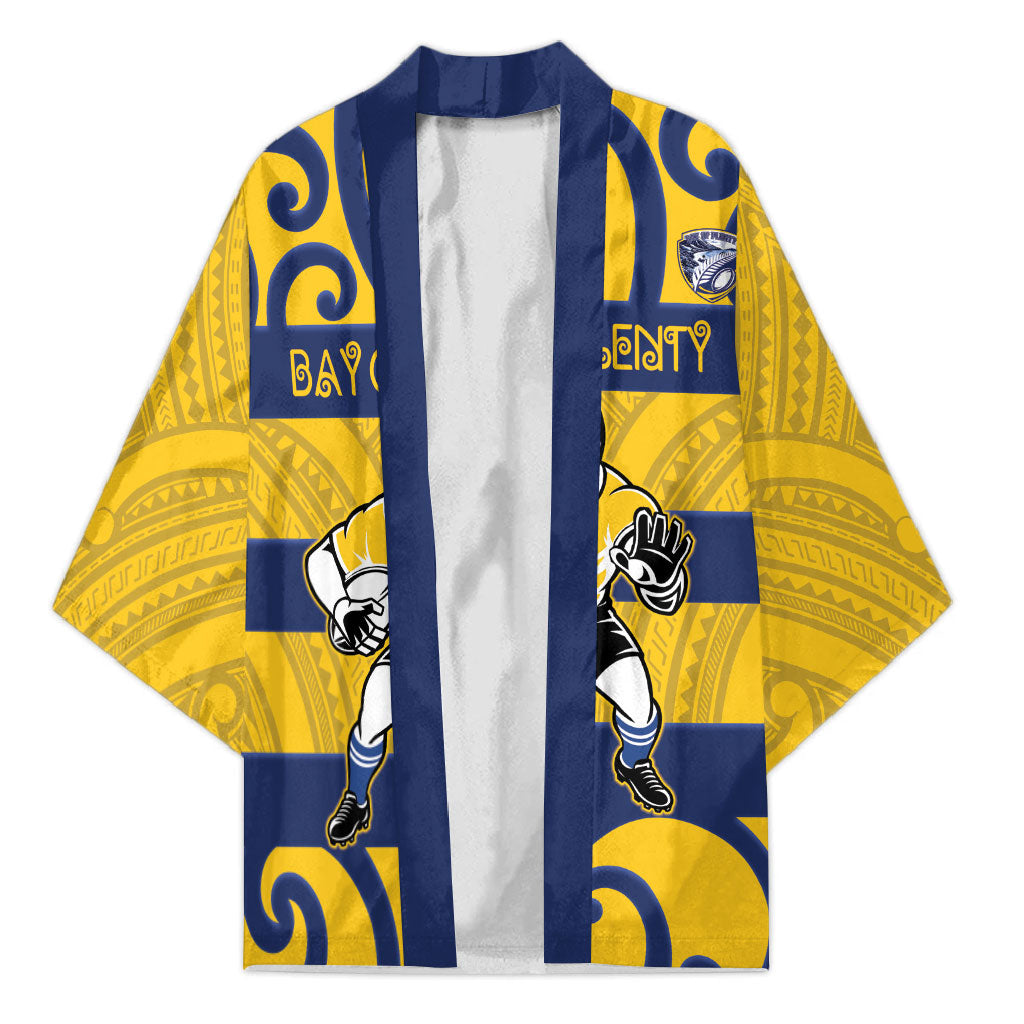 Bay of Plenty Custom Rugby New Zealand Kimono Aotearoa Maori Pukana Tiki Mascot LT14 Unisex Yellow - Polynesian Pride