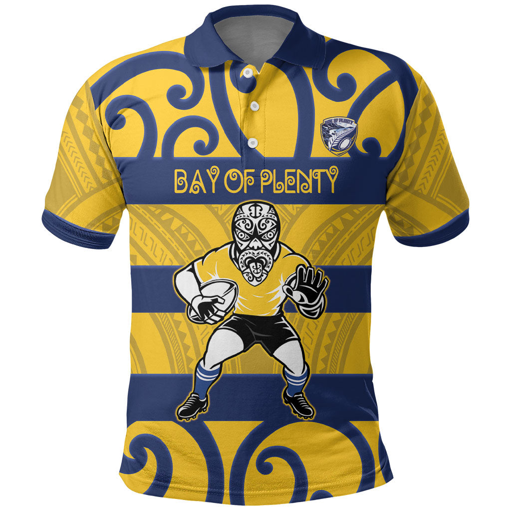 Bay of Plenty Custom Rugby New Zealand Polo Shirt Aotearoa Maori Pukana Tiki Mascot