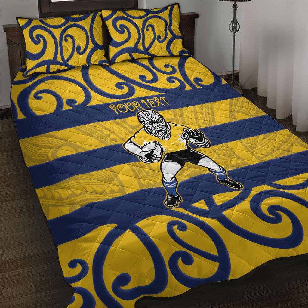 Bay of Plenty Custom Rugby New Zealand Quilt Bed Set Aotearoa Maori Pukana Tiki Mascot LT14 Yellow - Polynesian Pride